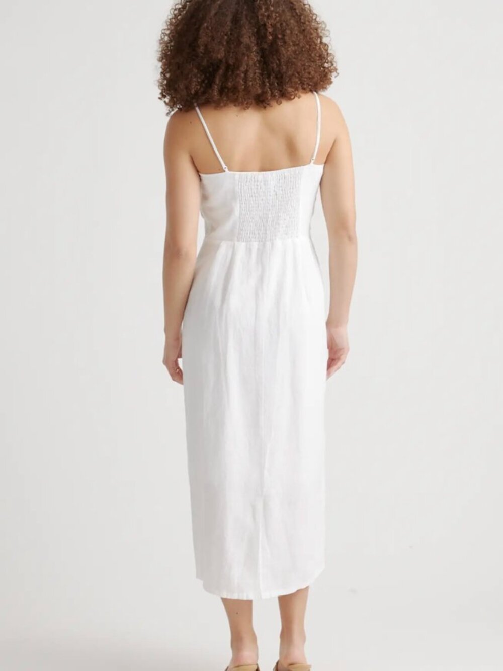 Quince 100% European Linen Scoop Neck Midi Dress, Size Medium